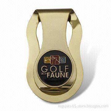 Iron Money Clip Golf Ball Marker with Soft Enamel Deco, 27 x 41mm Size, Open Design